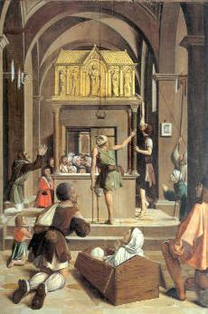 Josse LIEFERINXE, Plerins sur la tombe de Saint-Sbastien, 1493-1499, 92x55